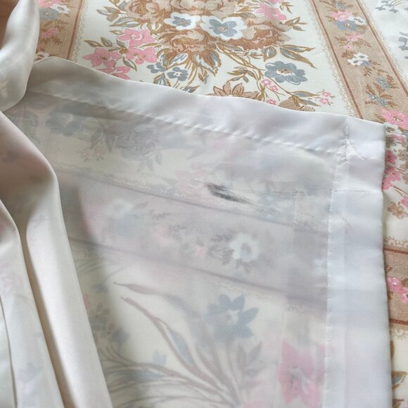 Vintage 70s curtains, pink & tan stripes and flowers, lined pleated panels - Picture 7 of 10